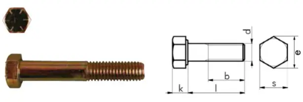 Standard Hex Bolts  3/8 - 16 X 3 1/4 Unc Gr5 Zn 1