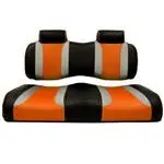 Tsunami Black–Liquid Silver W/ Orange Wave Club Car Precedent Front Seat Cushions 1