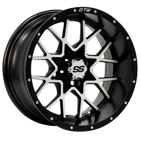 Golf Cart Wheel Vortex 14 X 7 Machined Black. 1