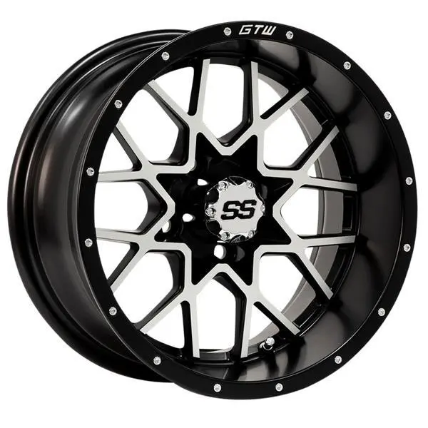Golf Cart Wheel Vortex 12 X 7 Machined Black. 1