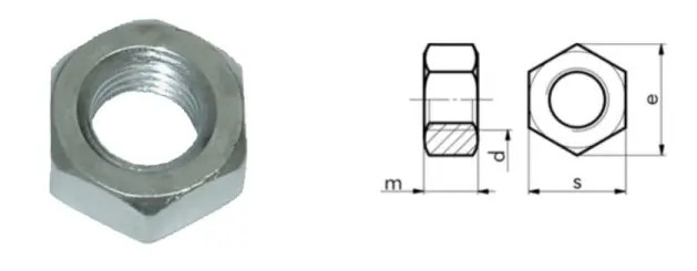 Metric Hexagon Nuts #M6 1.0 Mf 8.8 Zn Din934 1