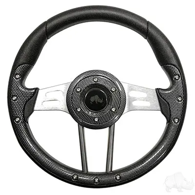 Rhox Steering Wheel, Aviator 4 Carbon Fiber Grip/Brushed Aluminum Spokes 13" Diameter 1