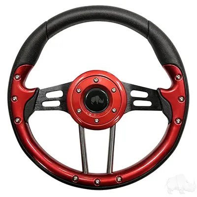 Rhox Steering Wheel, Aviator 4 Red Grip/Black Spokes 13" Diameter 1
