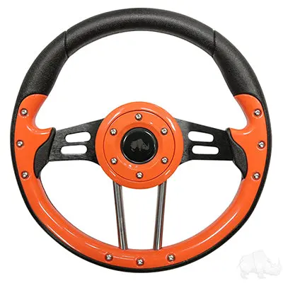 Rhox Steering Wheel, Aviator 4 Orange Grip/Black Spokes 13" Diameter 1