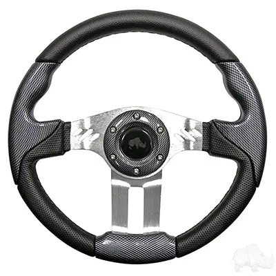 Rhox Steering Wheel, Aviator 5 Carbon Fiber Grip/Brushed Aluminum Spokes 13" Diameter 1