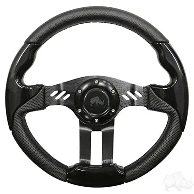 Rhox Steering Wheel, Aviator 5 Black Grip/Black Spokes 13" Diameter 1