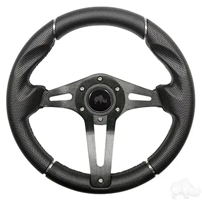 Rhox Steering Wheel, Challenger Black Grip/Black Spokes 13" Diameter 1
