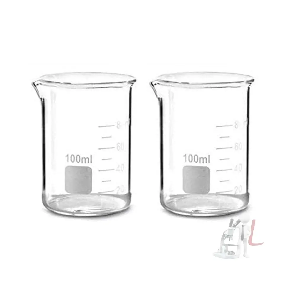Beaker High Quality Borosilicate 3.3 Glass Beakers With Graduation Marks - 100 Ml 2 Pcs 1
