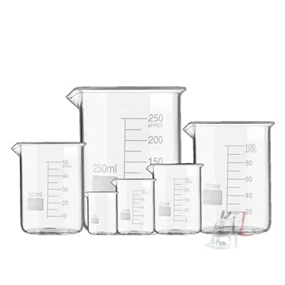 Borosilicate 3.3 Glass Beaker 5 Ml, 10 Ml, 25 Ml, 50 Ml, 100 Ml, 250 Ml With Graduation Marks, Set Of 6 Beakers 1