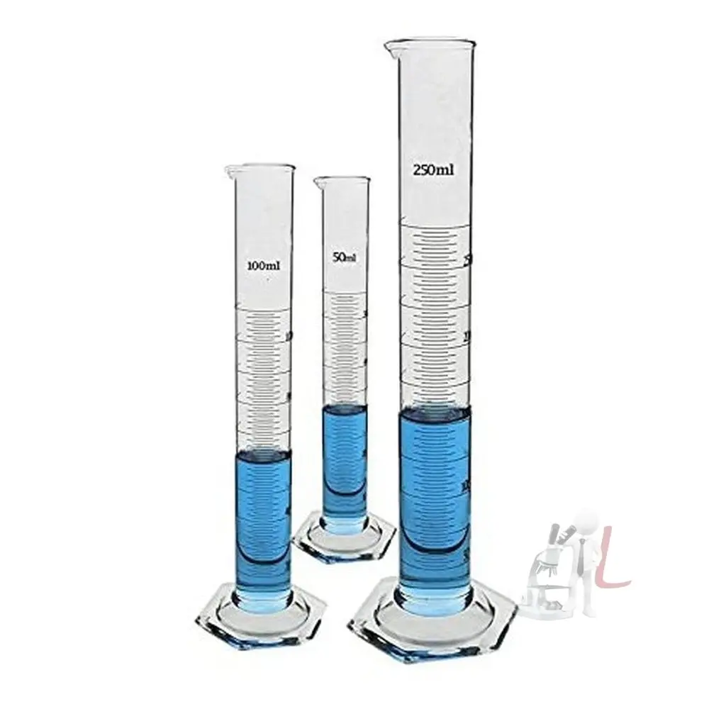 Borosilicate 3.3 Glass Measuring Cylinder 50 Ml, 100 Ml, 250 Ml With Graduation Marks, Set Of 3 Measuring Cylinders 1