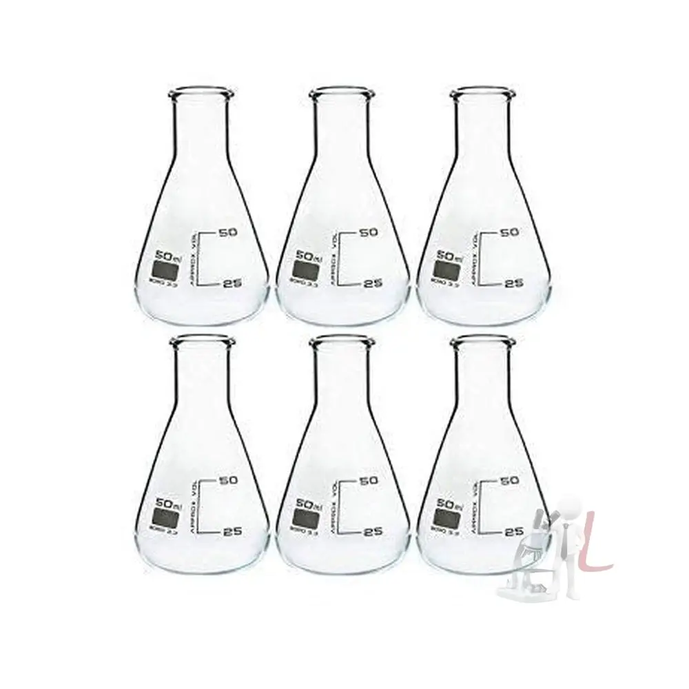 Conical Flask 50Ml Borosilicate Glass 3.3 Pack Of 6 Pcs 1