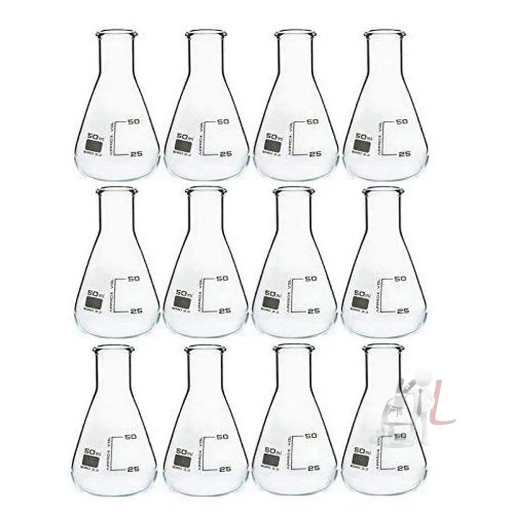 Conical Flask 50Ml Borosilicate Glass 3.3 Pack Of - 12Pcs. 1