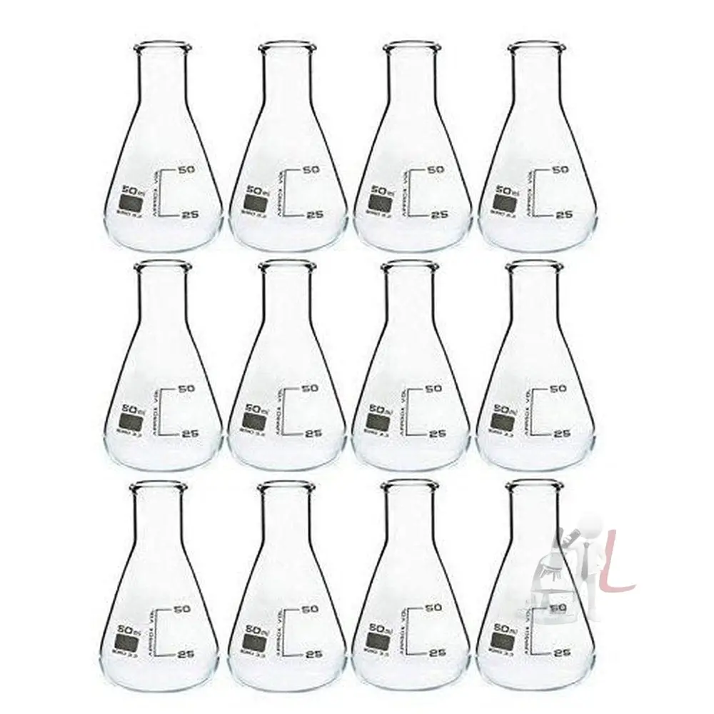 Conical Flask Science 50Ml Borosilicate Glass 3.3 Pack Of - 12Pcs. 1