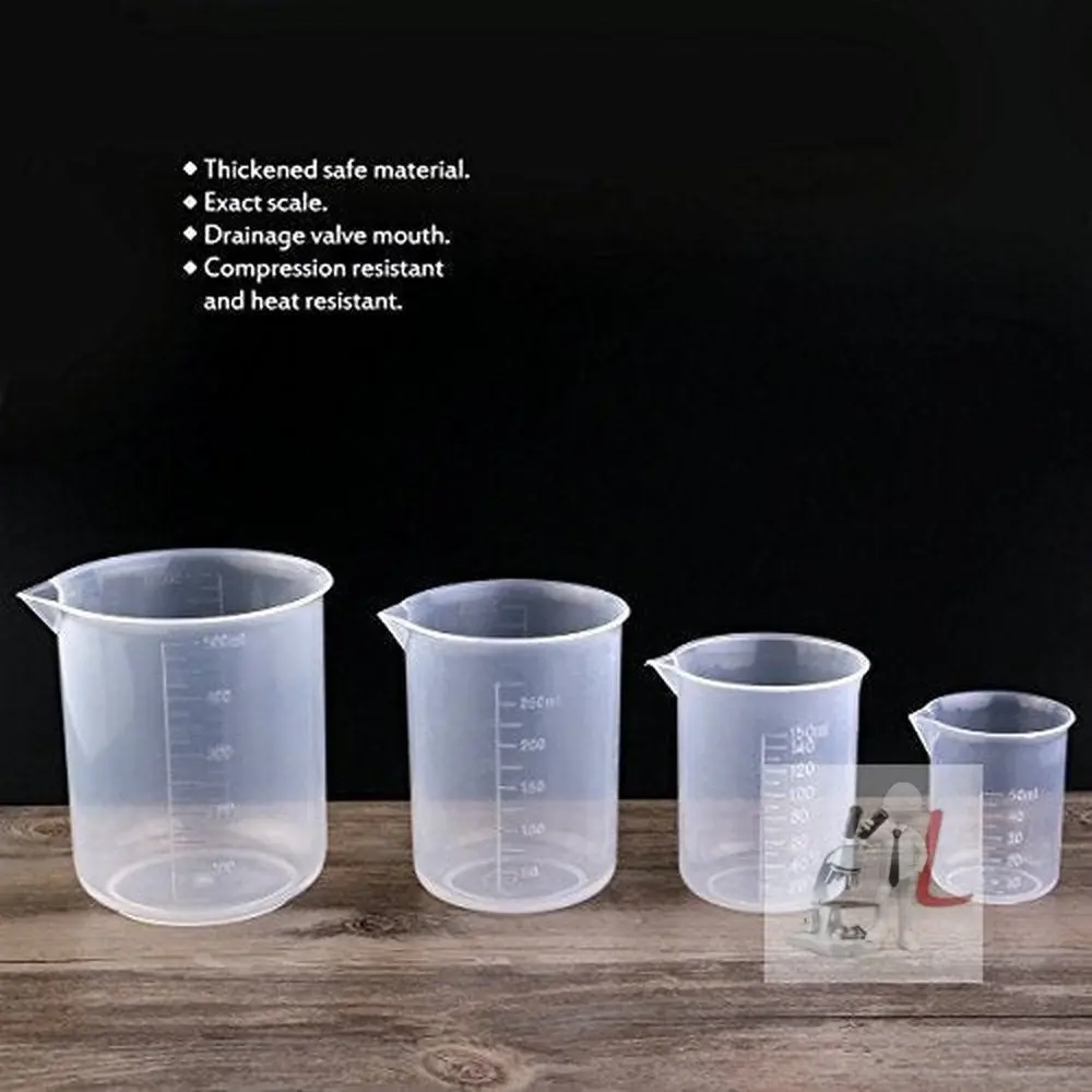 Measuring Cup Labs Plastic Graduated Beakers 50Ml 150Ml 250Ml 500Ml (Transparent, Set Of 4) 2