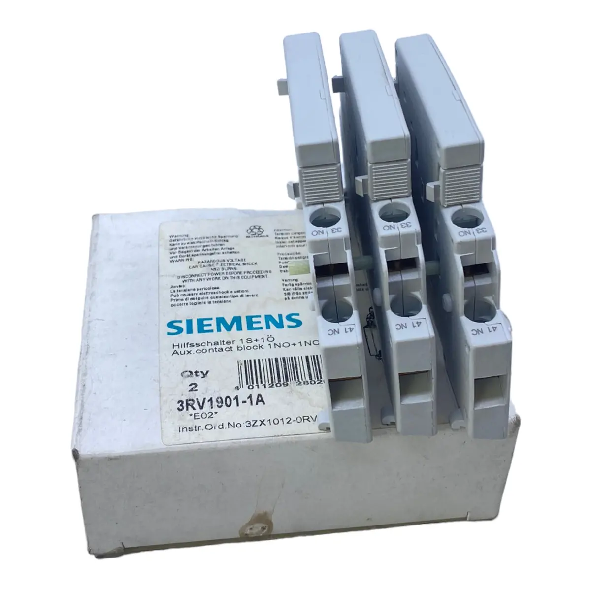 Siemens 3Rv1901-1A Hilfsschalter 2-Polig 24 V Ac 2 A 1S/1Ö Ve: 3Stk - Industrie 1