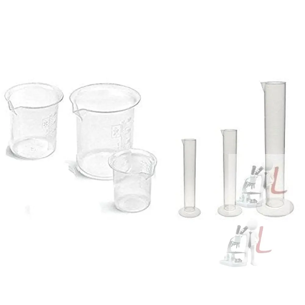 Plastic Beaker & Measuring Cylinder 100Ml, 250Ml, 500Ml. (Polypropylene) 1