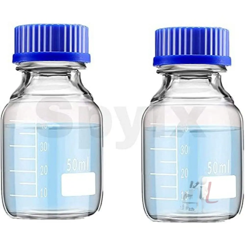 Reagent Bottle Chemistry Borosilicate Glass With Gl-32 Screw Cap (50 Ml, 2) 1
