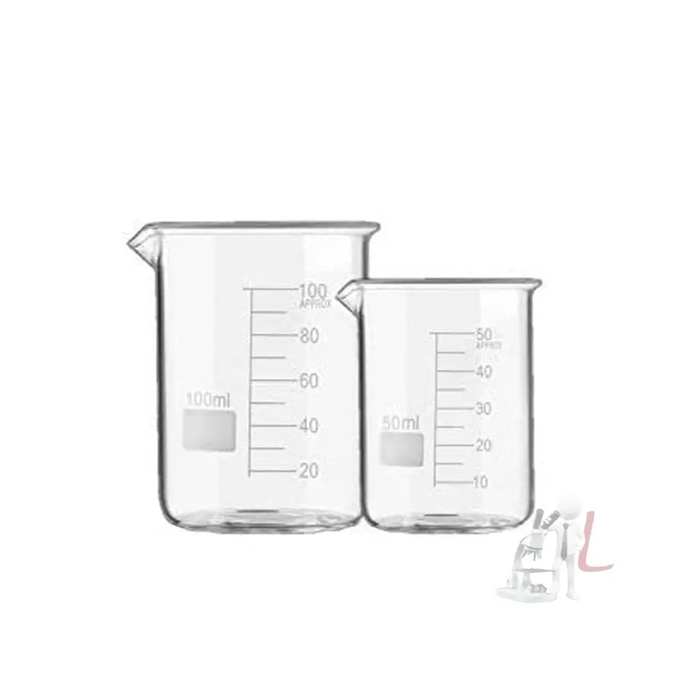 Spylx Borosilicate 3.3 Glass Beaker 50 Ml, 100 Ml With Graduation Marks, Set Of 2 Beakers 1