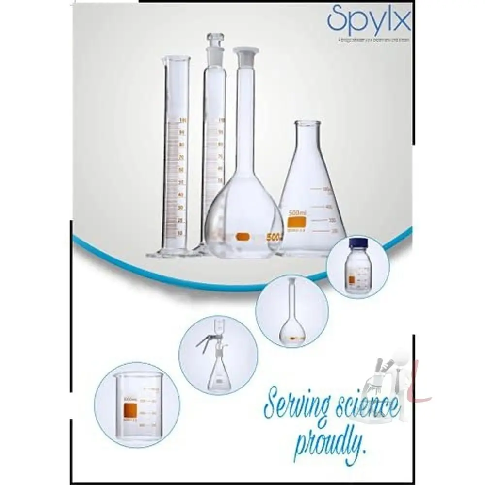Spylx Borosilicate Glass 3.3 Separating Funnel Pear Shape With Stop Cork And Inter Changeable Plastic Stopper - Pack Of 2-500 Ml 2