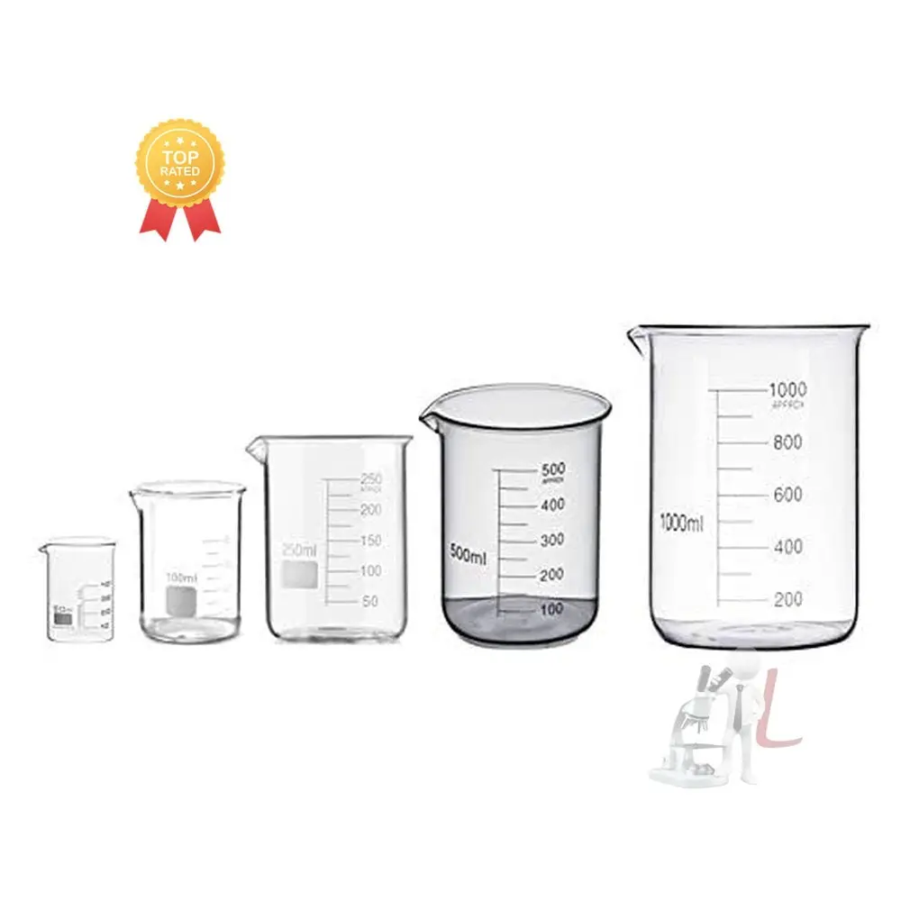 Spylx Borosilicate Glass Beaker 50Ml, 100Ml, 250Ml, 500Ml, 1000Ml - Pack Of 5 1