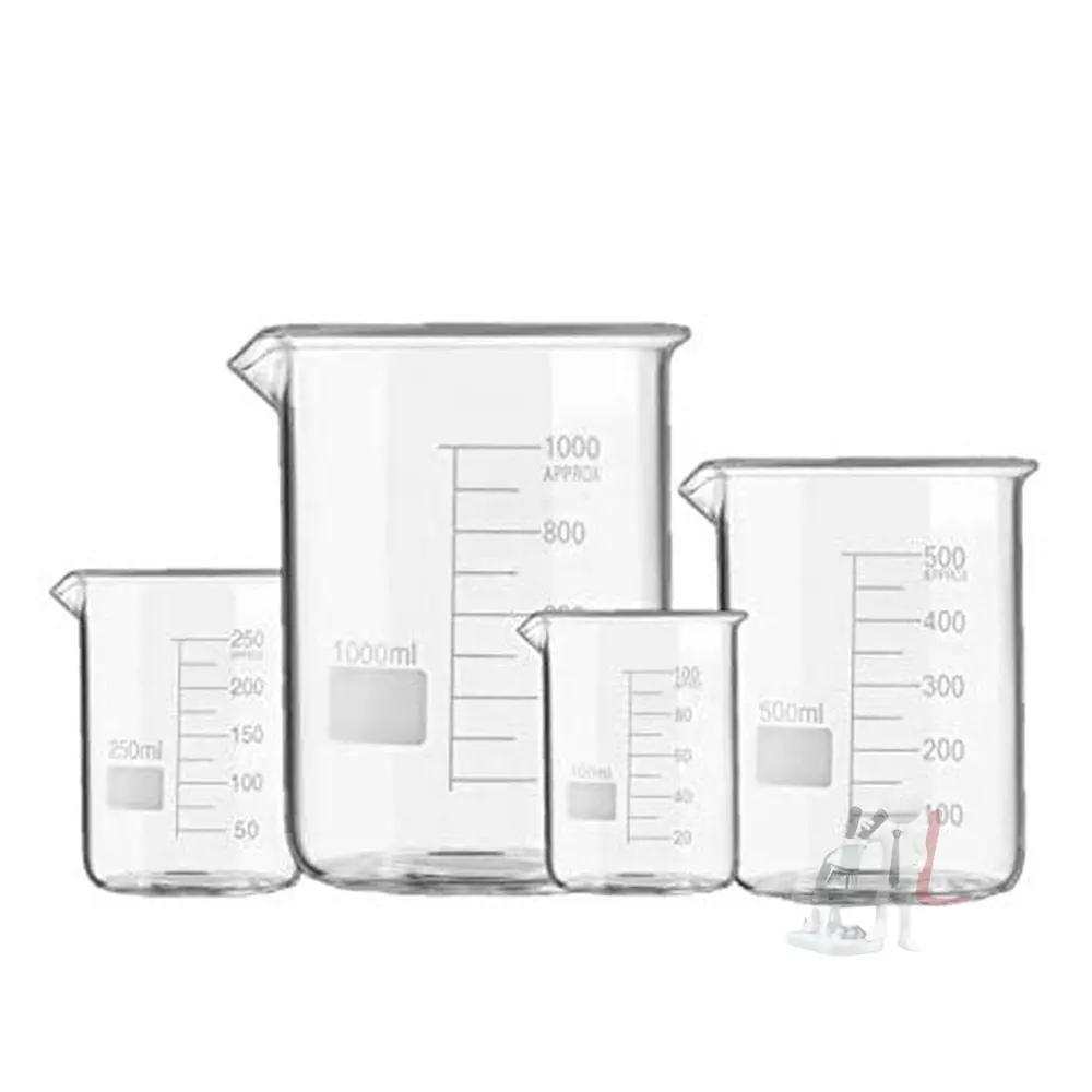 Spylx High Quality Borosilicate 3.3 Glass Beakers - Beakers - 100 Ml, 250 Ml, 500 Ml, 1000 Ml With Graduation Marks, Pack Of 4 1