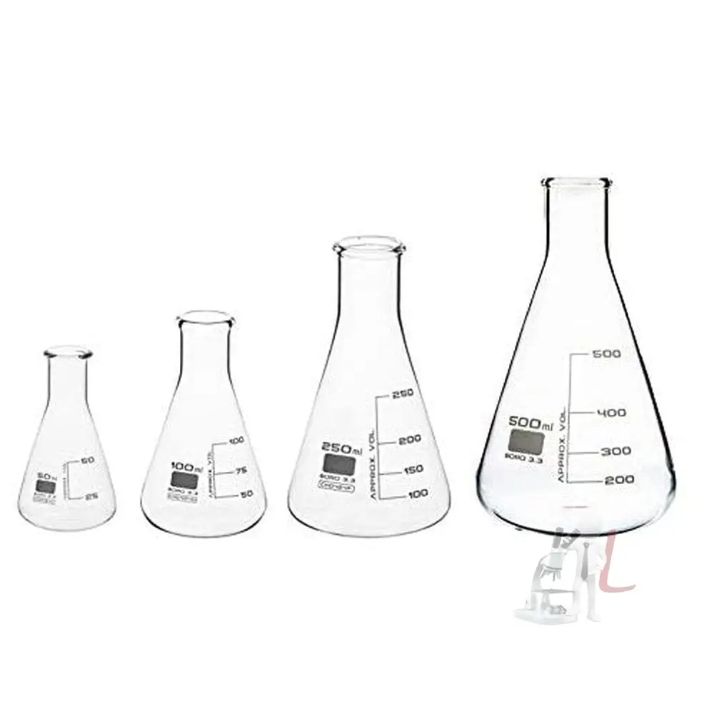 Spylx High Quality Borosilicate 3.3 Glass Conical - 50 Ml, 100 Ml, 250 Ml, 500 Ml, Pack Of 4 1
