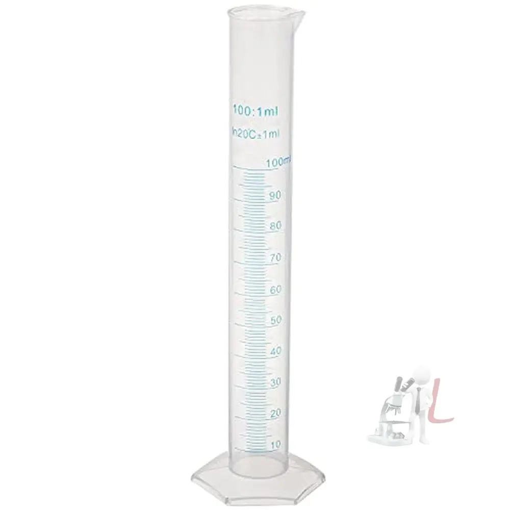 Spylx Plastic Measuring Cylinder Transparent Graduated Cylinder's For Laboratory Test (100 Ml, 2) 1