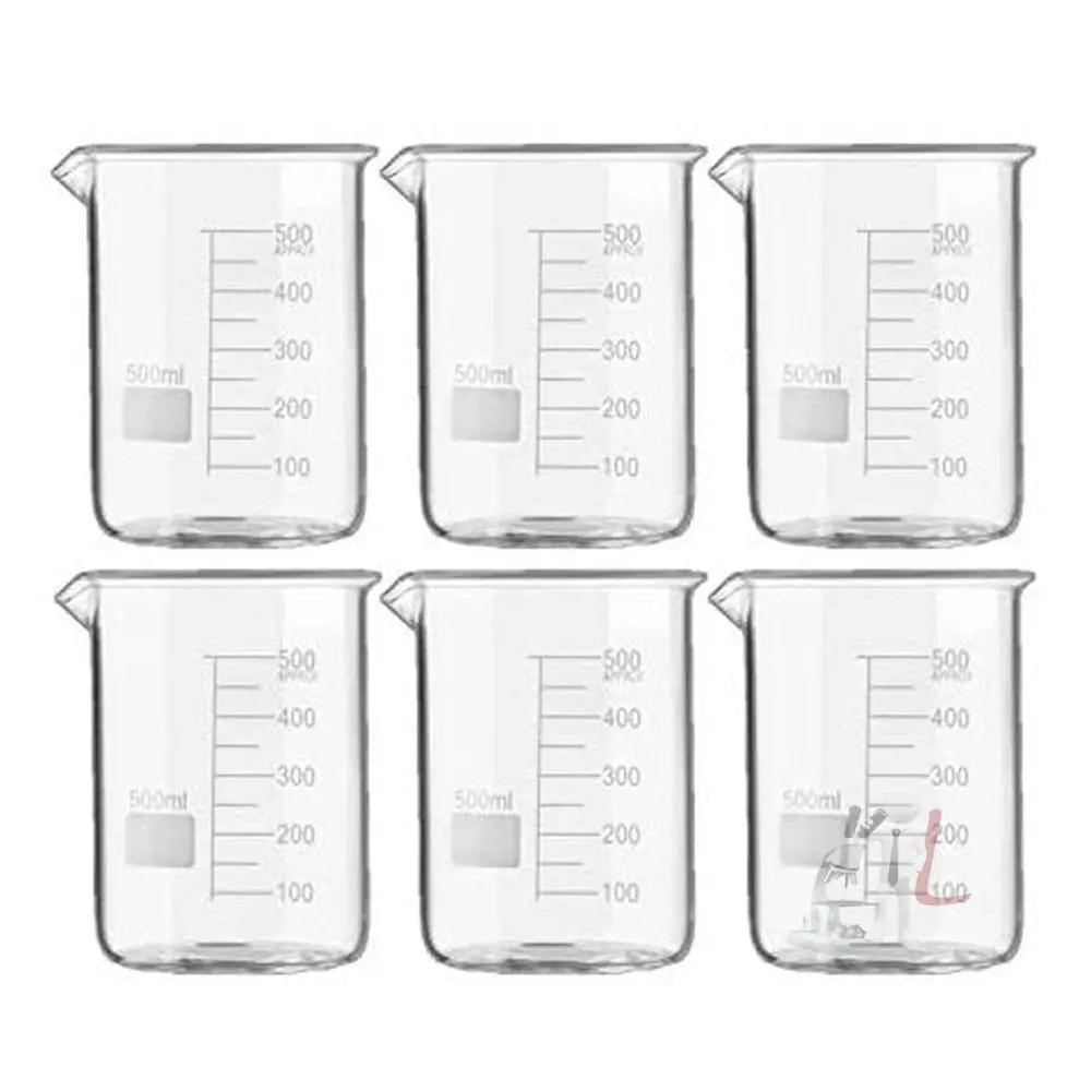Scifa High Quality Borosilicate 3.3 Glass Beakers - 500 Ml With Graduation Marks, Pack Of 6 1