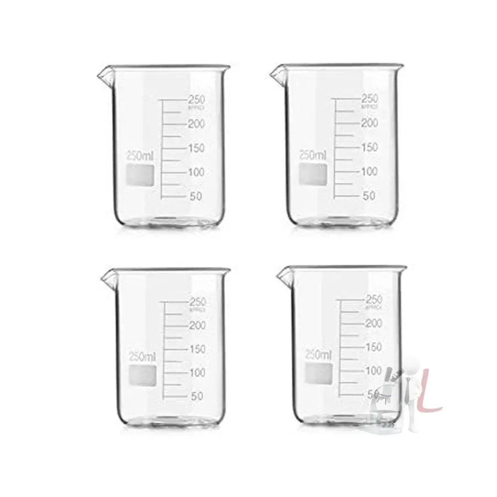 Scifa High Quality Borosilicate 3.3 Glass Beakers - 250 Ml With Graduation Marks, Pack Of 4 1