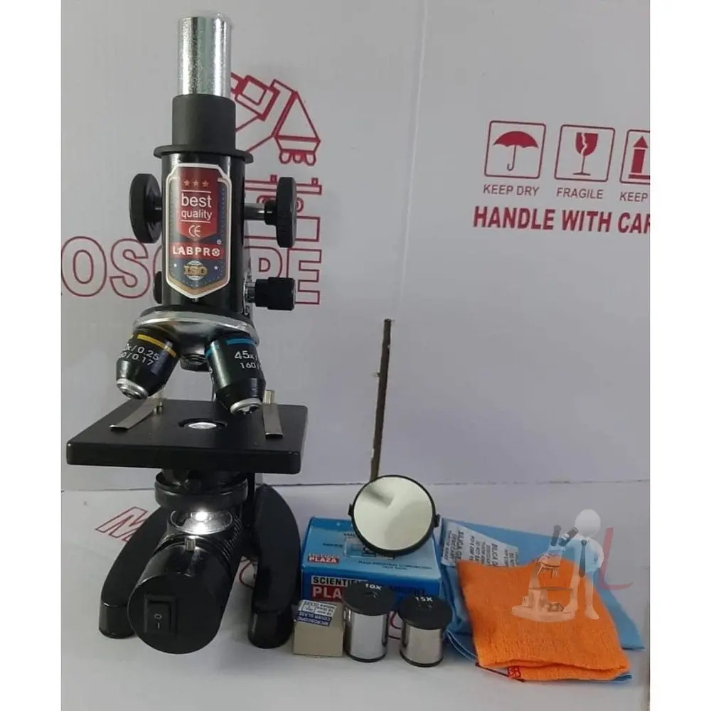 Student Compound Microscope With Led Lamp,50 Blank N Two Prepared Slides Iso 9001:2015 Certified 1