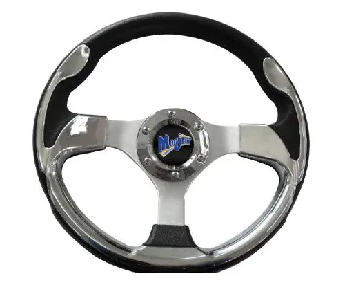 Steering Wheel 13 Inch Ultra Chrome Black, Adapter Required. 1