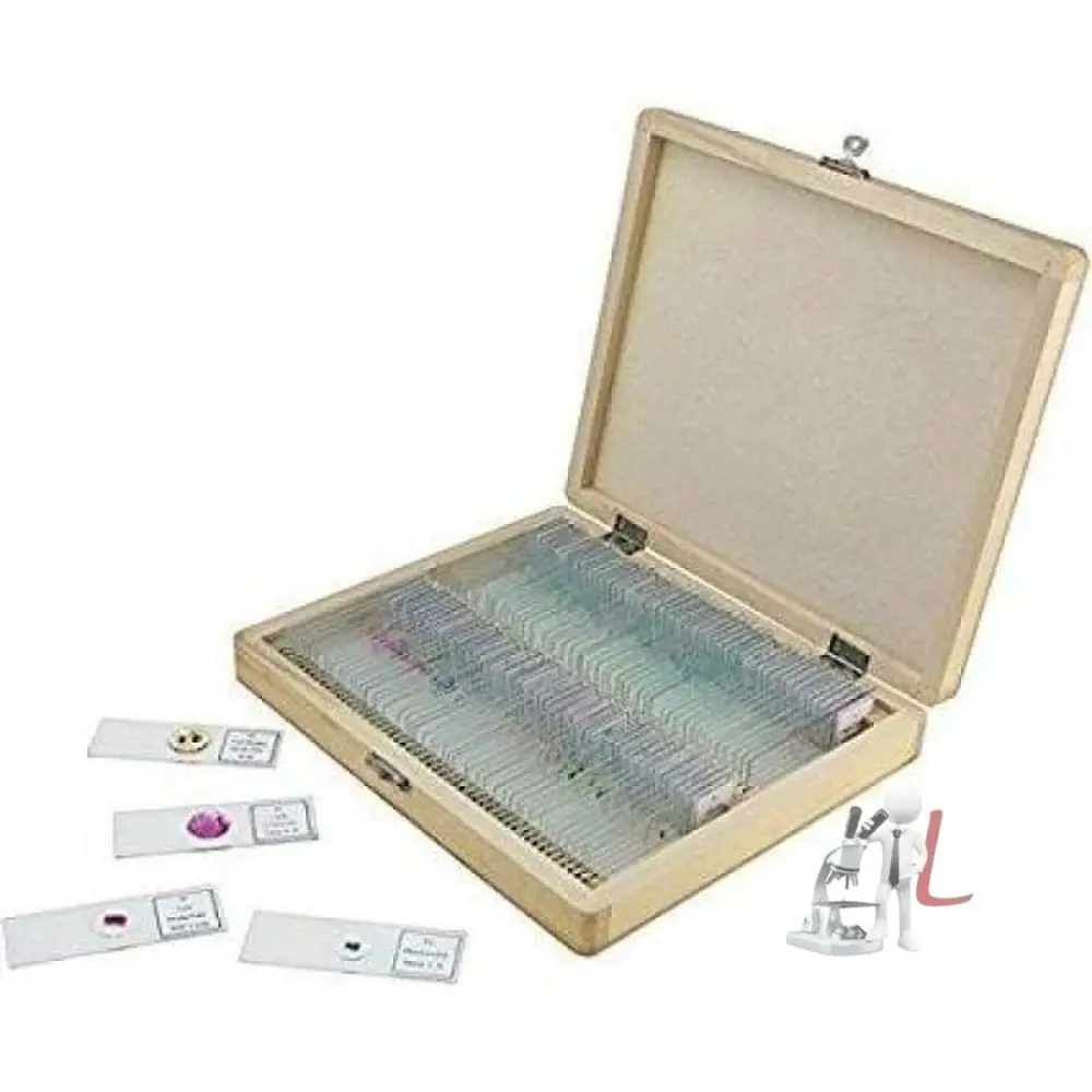 Microscope Prepared Slides For Basic Biological Science Education, 50 Slides In Wooden Case 1