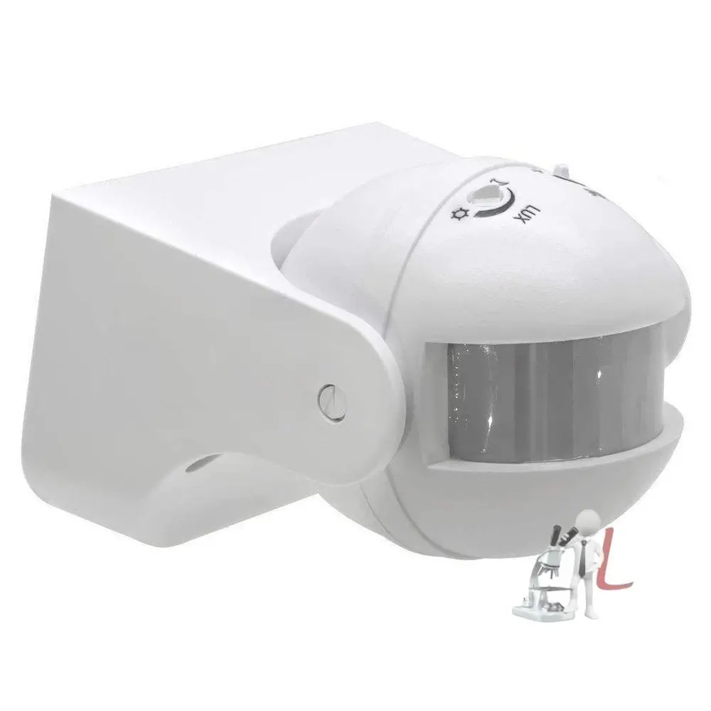 Pcr Sensor 180` 220V Lux Time Adjustment, Wall-Mount Pir Motion Switch With Light Energy Saving Automatic Sensor, White 1