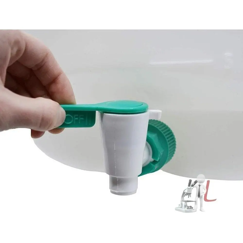Roll Over Image To Zoom In Carboy Bottle With Stopcock, 10 Liter Capacity, White Premium Polypropylene With 2 Handles 2