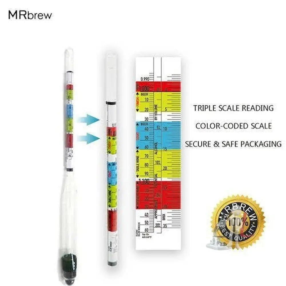 Triple Scale Hydrometer, Hardcase And 250Ml Jar - Specifc Gravity Abv Tester- For Wine, Beer, Mead And Laboratoy Tested 1